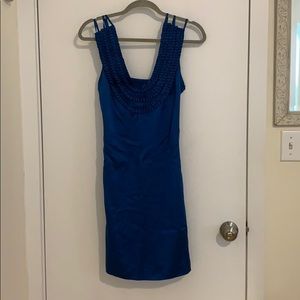 2009 gorgeous blue 100% silk dress